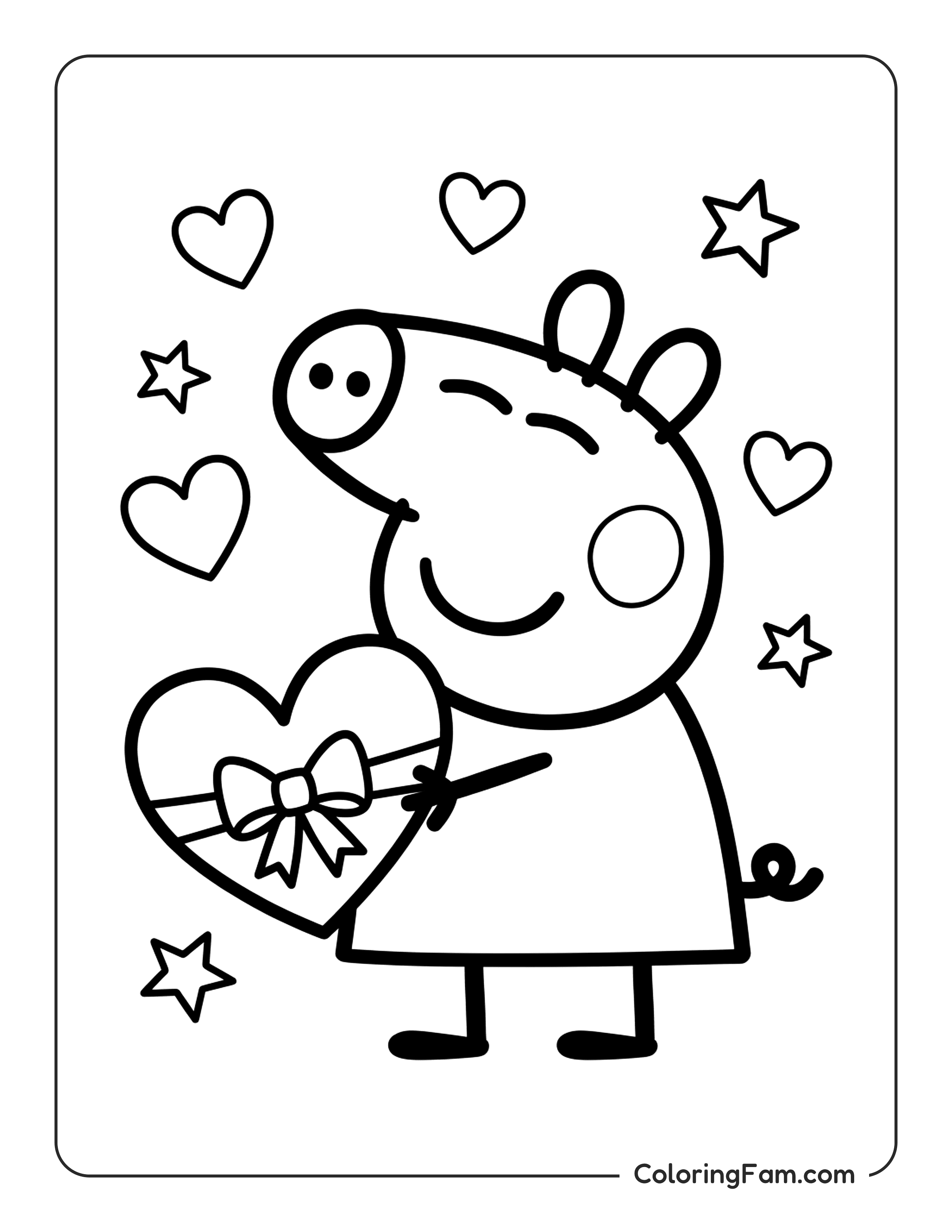 Peppa Pig Holding Heart coloring page
