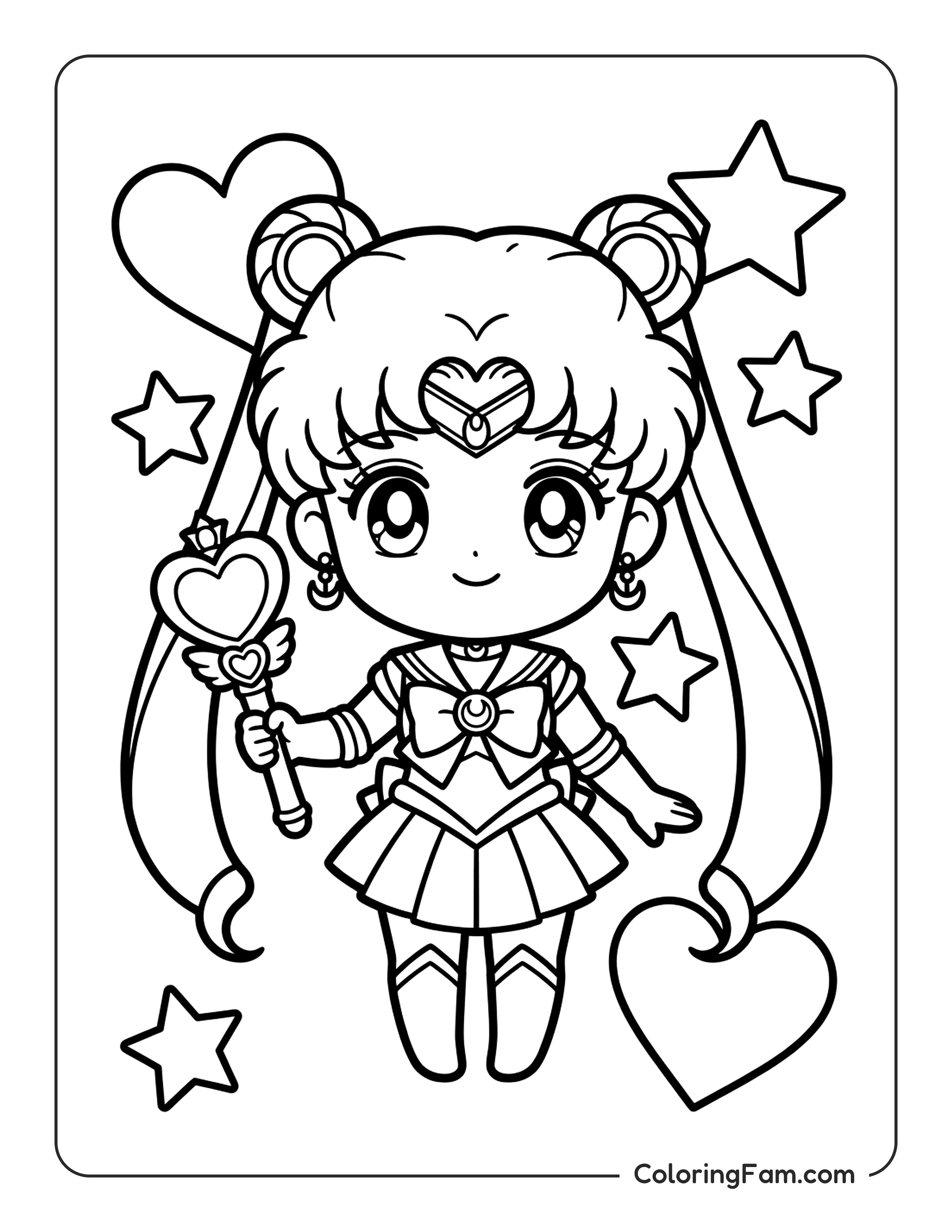 Sailor Moon Holding Wand coloring page