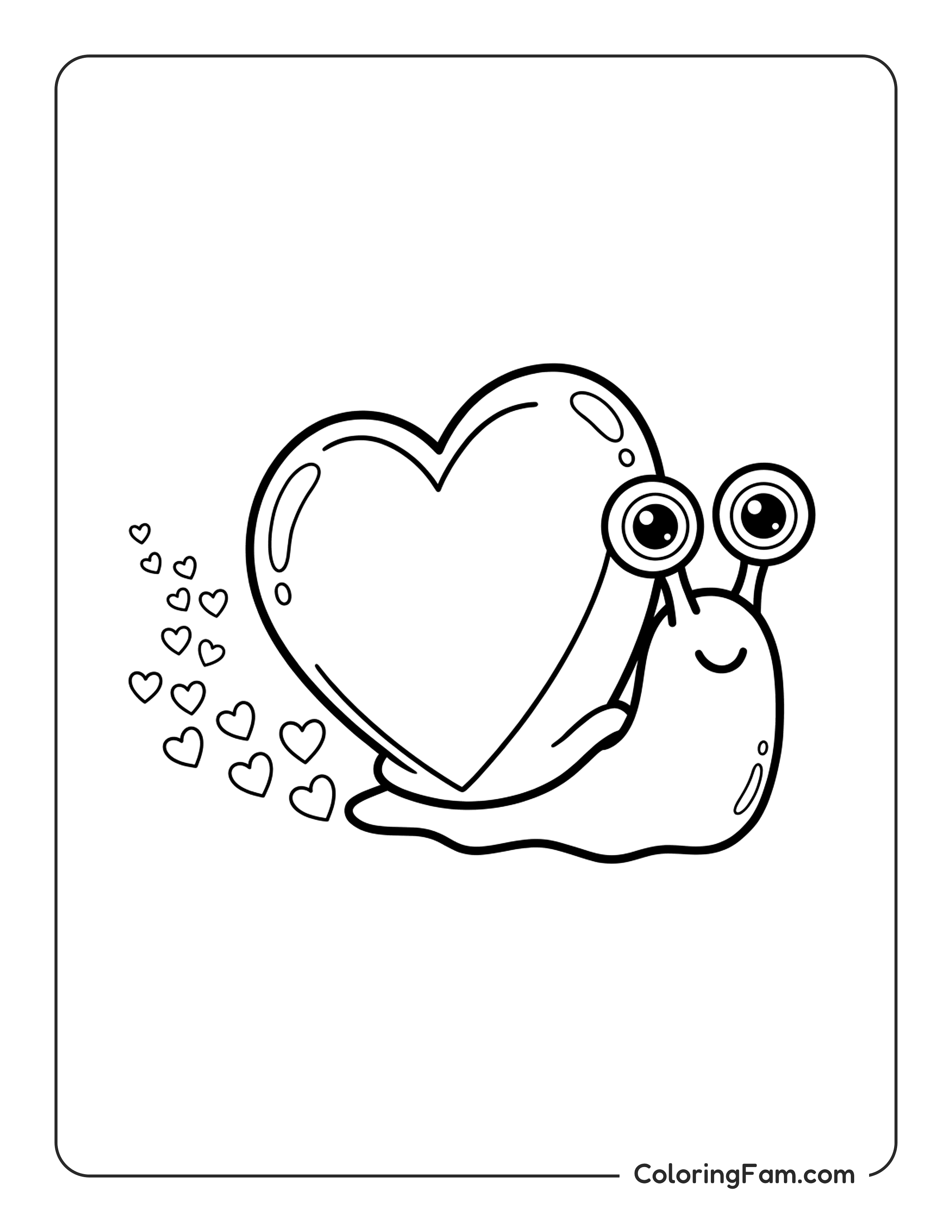 Snail Carrying Heart coloring page