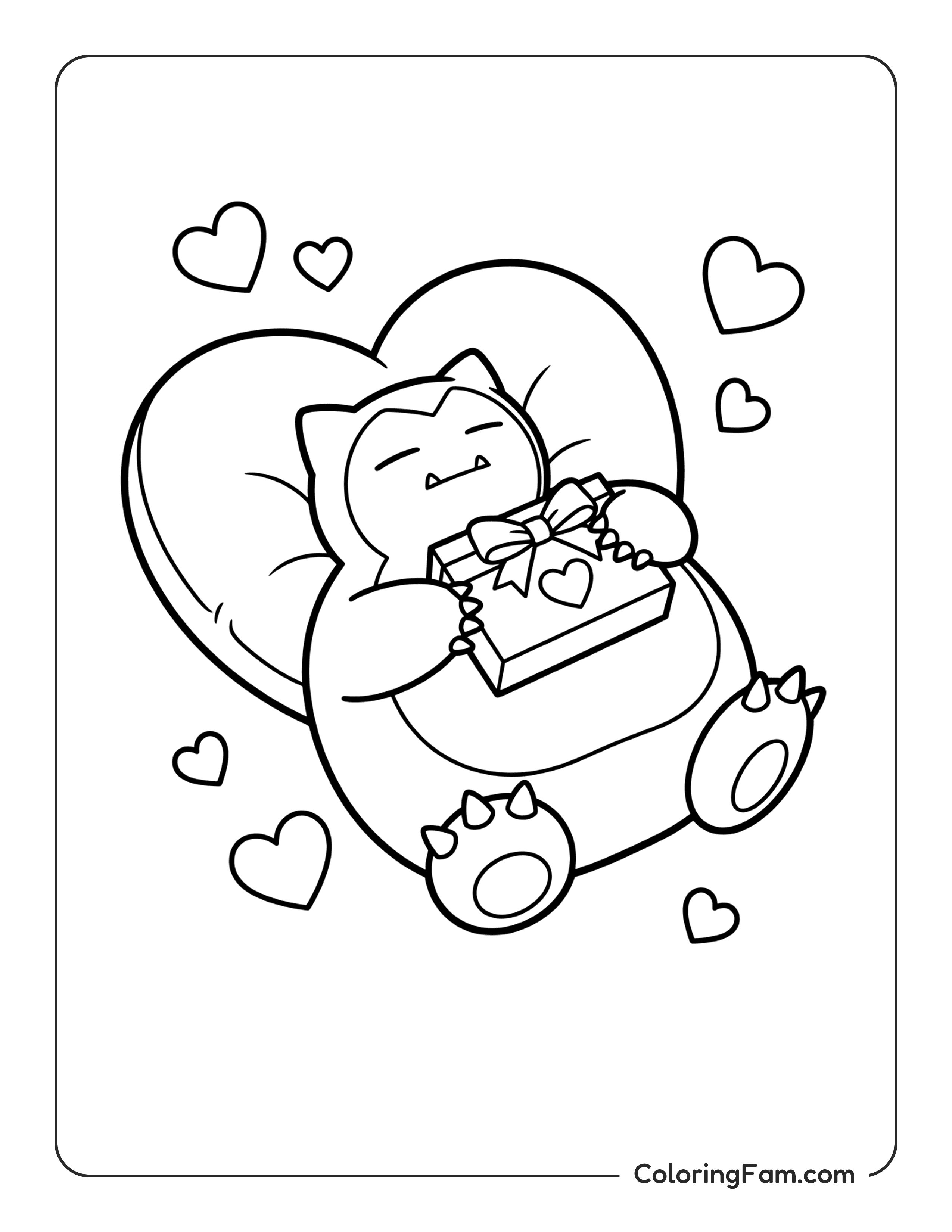 Snorlax Holding Gift coloring page