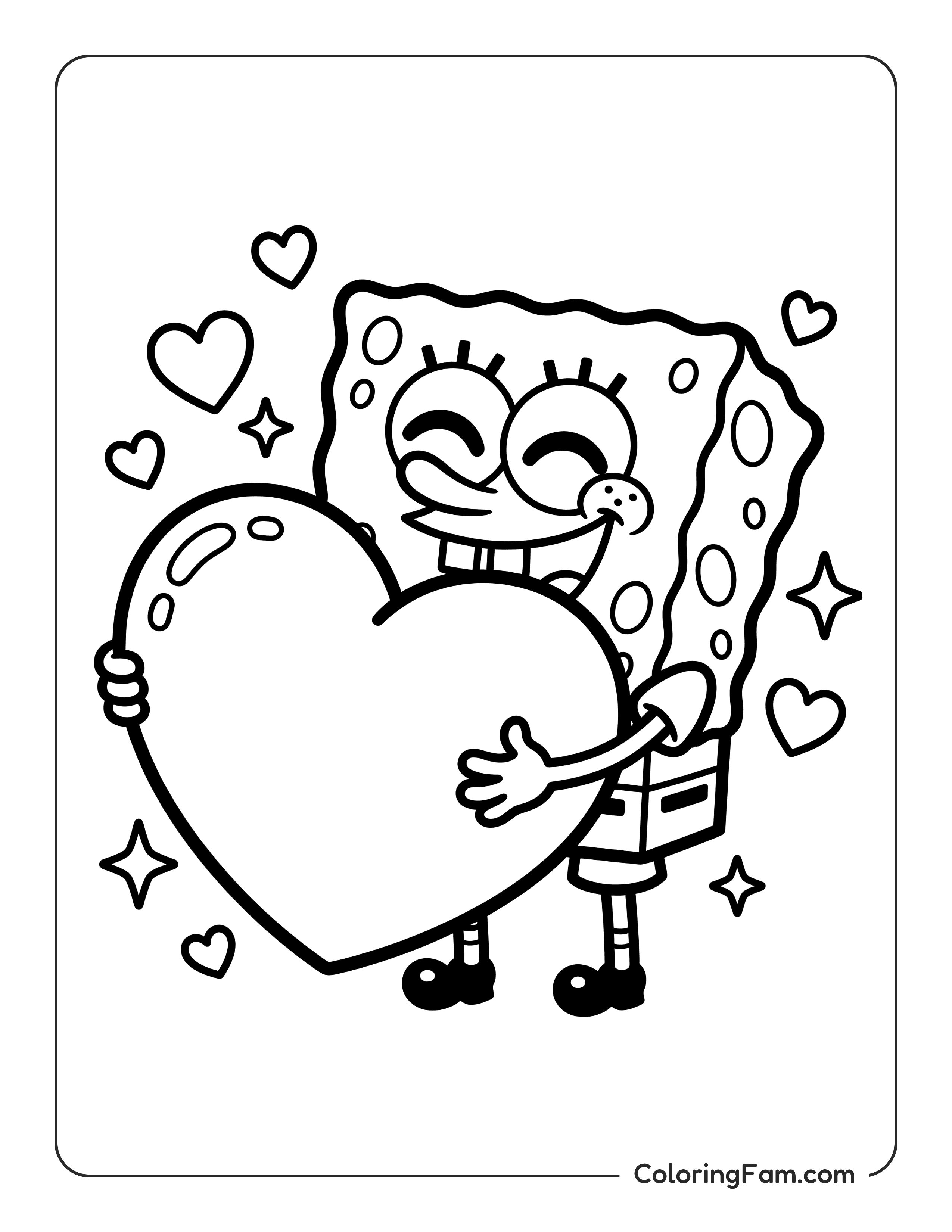 Spongebob Holding Heart coloring page