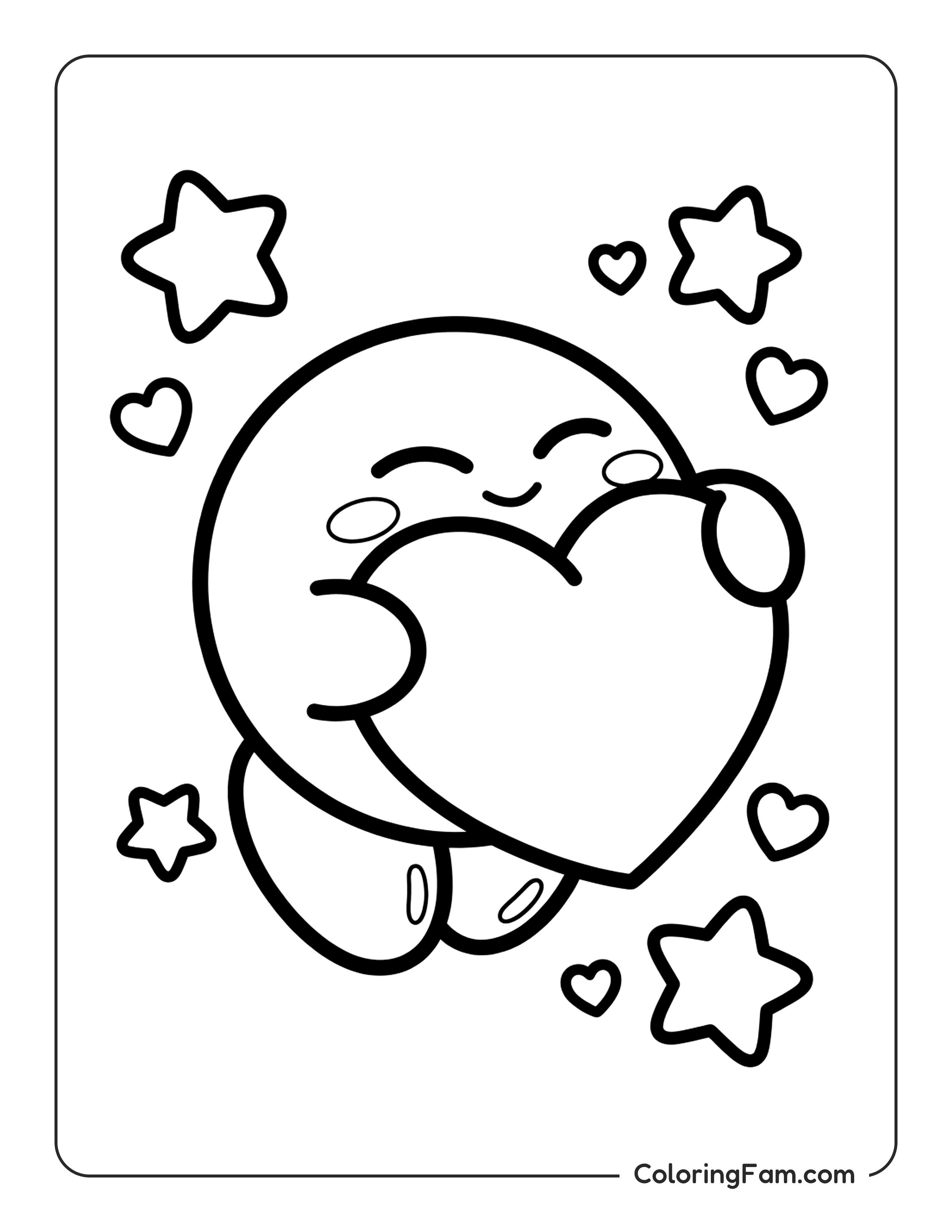 Sun Holding Heart coloring page